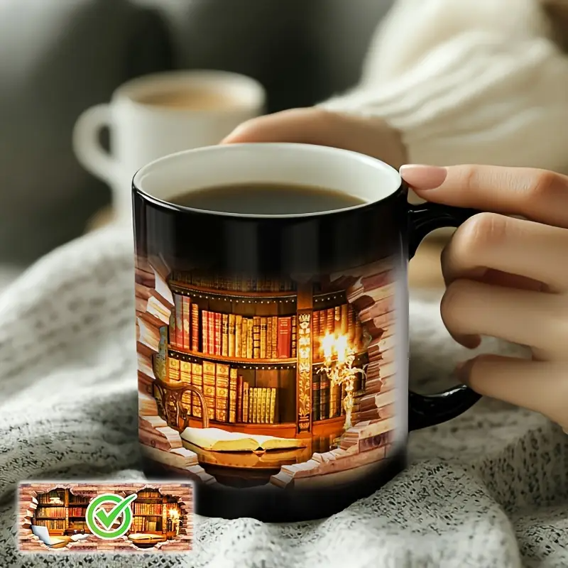 Charming Ceramic Mug with Thermal Effect for Book Lovers